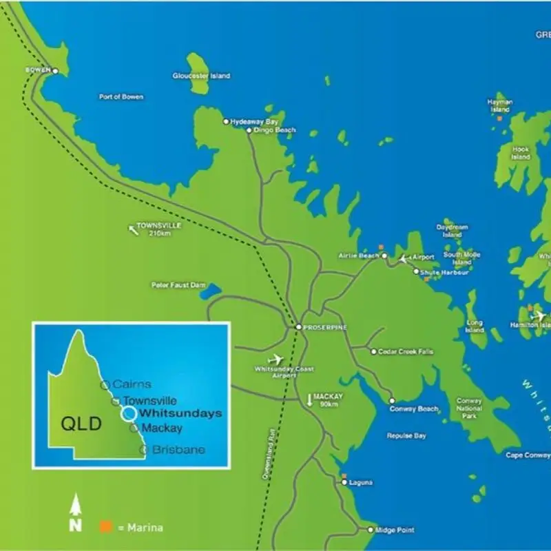 Qld Map_whitsundays_square | Whitsunday Waste Skip Bin Hire Whitsunday Waste Skip Bin Hire Service Areas